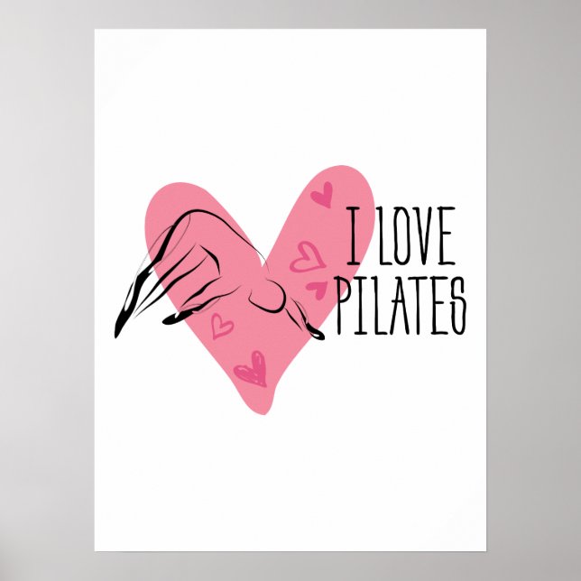 Affiche J'AIME LES PILATES et les pots de Pilates (Devant)
