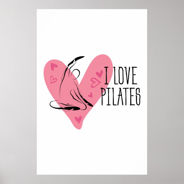 Affiche J'AIME LES PILATES et les pots de Pilates (Devant)