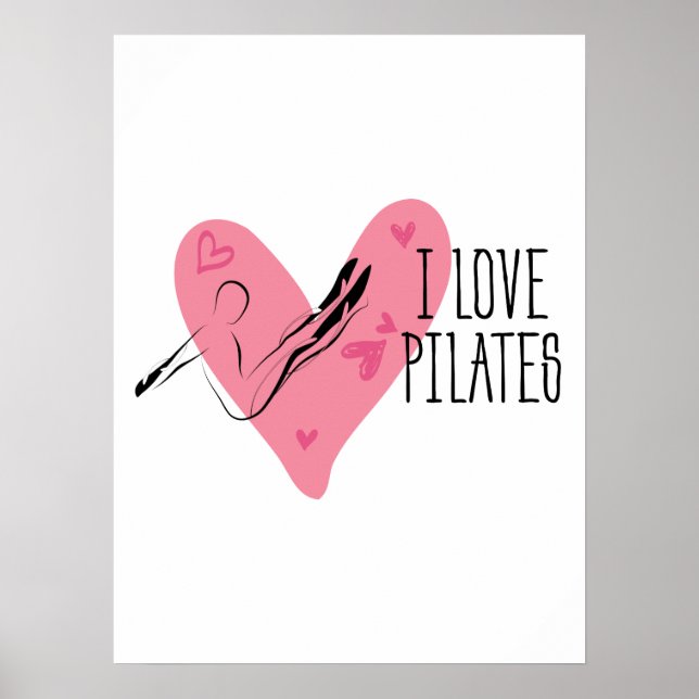 Affiche J'AIME LES PILATES et les pots de Pilates (Devant)