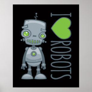 Affiche J'aime les robots