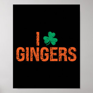 Affiche J'aime les roux Trèfle de Shamrock Saint-Patrick