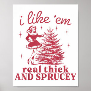 Affiche J'aime les sapins de Noël rétro épais et verdoyant