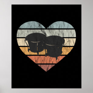 Affiche J'Aime Les Tambours Cubains De Bongo