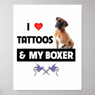 Affiche J'Aime Les Tatouages Et Mon Chien Tatoué De Chien
