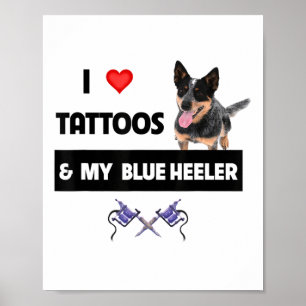 Affiche J'Aime Les Tatouages Et Mon Tatouage De Chien À Hé