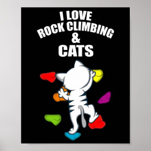 Affiche J'aime l'escalade et les chats Grimpeur et proprié