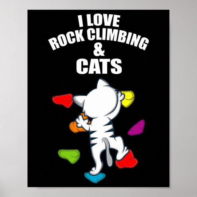 Affiche J'aime l'escalade et les chats Grimpeur et proprié (Devant)