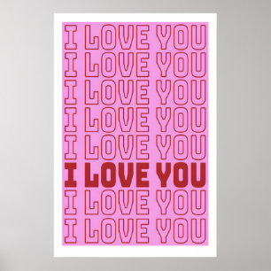 Affiche J'aime l'impression de typographie d'art de la Sai