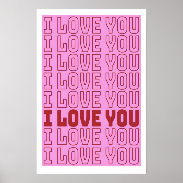Affiche J'aime l'impression de typographie d'art de la Sai (Devant)
