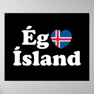 Affiche J'aime l'Islande [Ég Elska Ísland] islandais