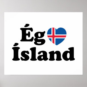 Affiche J'aime l'Islande [Ég Elska Ísland] islandais