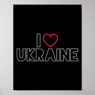 Affiche J'aime l'Ukraine Fierté Ukrainienne Amour Byltique