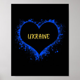 Affiche J'aime l'Ukraine Je cœur l'Ukraine Drapeau ukraini