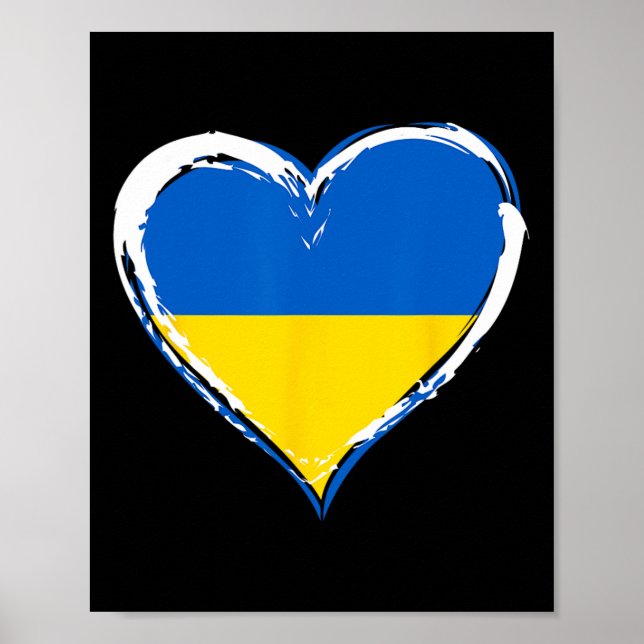 Affiche J'aime l'Ukraine - Soutenez l'Ukraine - Drapeau de (Devant)