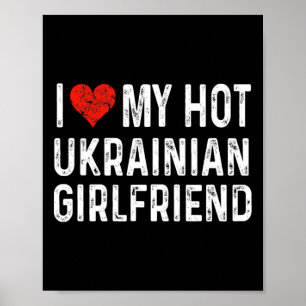 Affiche J'aime ma copine ukrainienne sexy - Cœur drôle -