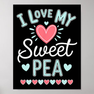 Affiche J'aime ma douce pois mignonne Fête des mères