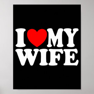 Affiche J'aime ma femme cœur drôle cool mari femmes cadeau