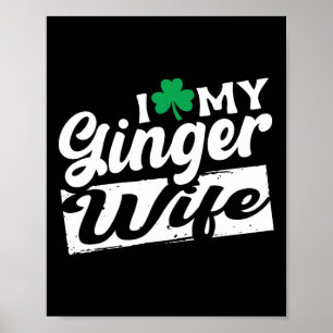Affiche J'aime ma femme rousse trèfle Saint-Patrick