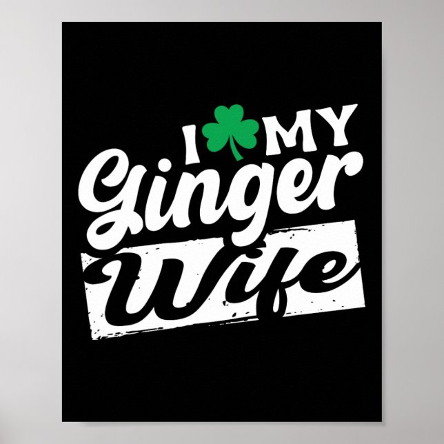 Affiche J'aime ma femme rousse trèfle Saint-Patrick (Devant)