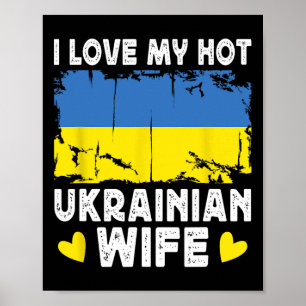 Affiche J'aime ma femme ukrainienne chaude Époux Drapeau d