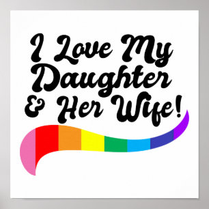 Affiche J'aime ma fille & sa femme fier parent enfant gay