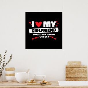Affiche j'aime ma petite amie cœur