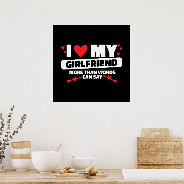 Affiche j'aime ma petite amie cœur (Cuisine)