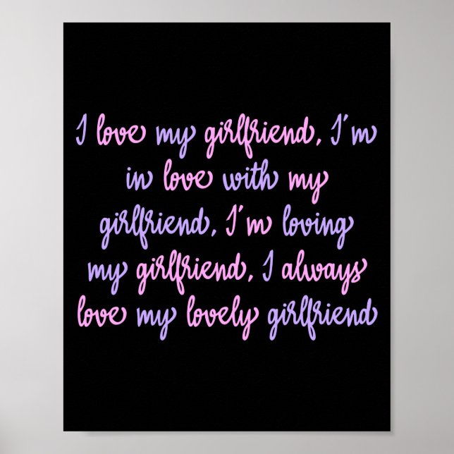 Affiche J'Aime Ma Petite Amie Personnalisée (Devant)