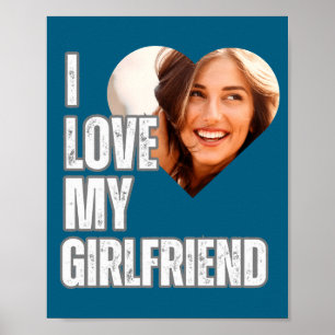 Affiche J'aime ma petite amie Photo de coeur Cadeau pour p