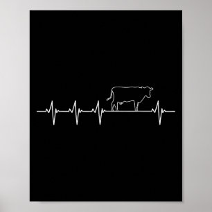Affiche J'Aime Ma Vanne De Vache Ekg Patient Cardiaque