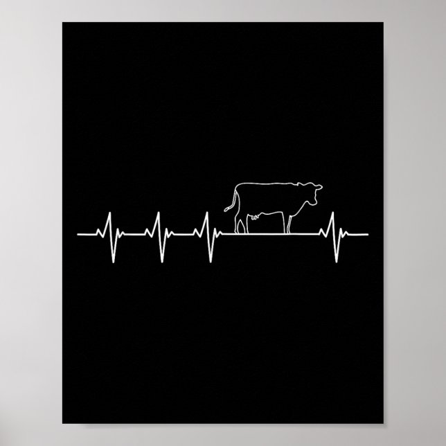 Affiche J'Aime Ma Vanne De Vache Ekg Patient Cardiaque (Devant)