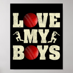 Affiche J'aime mes garçons Cricket Drôle de fête des pères