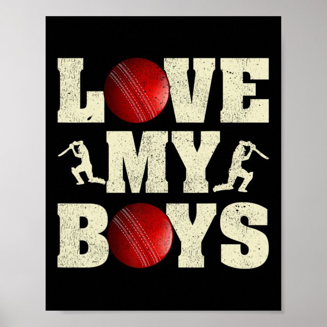 Affiche J'aime mes garçons Cricket Drôle de fête des pères (Devant)