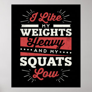 Affiche J'Aime Mes Poids Lourds Et Mes Squats Faibles
