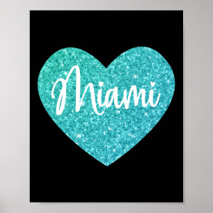 Affiche J'aime Miami Floride Cœur 