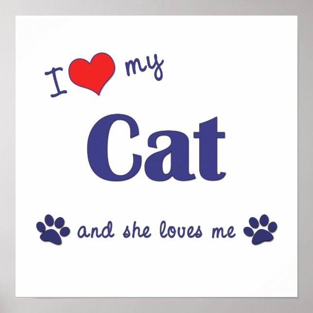 Affiche J'Aime Mon Chat (Chat Féminin) (Devant)