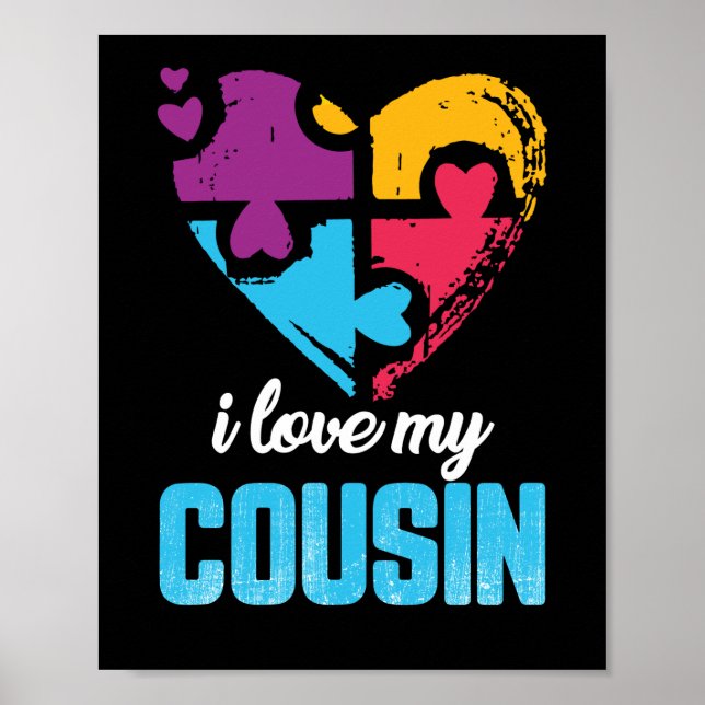 Affiche J'aime mon cousin Love Heart Sensibilisation à l'a (Devant)