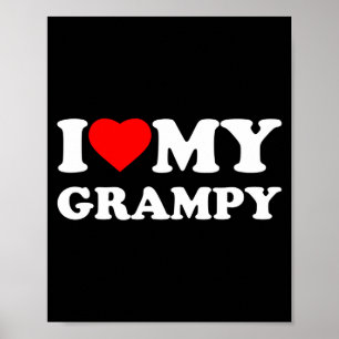 Affiche J'aime mon Grampy Je cœur Famille Grand-père Manch
