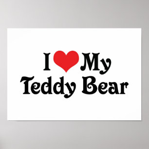 Affiche J'aime mon ours en peluche