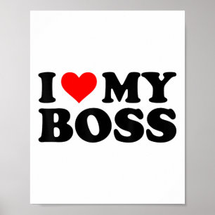Affiche J'Aime Mon Patron Funny Red Heart Boss Je Coeur Me