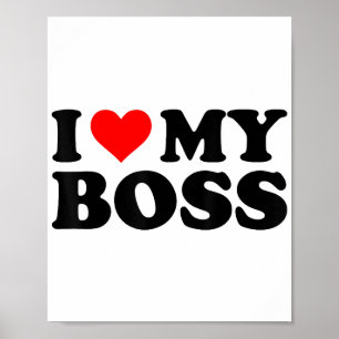 Affiche J'Aime Mon Patron Funny Red Heart Boss Je Coeur Me