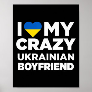 Affiche J'aime mon petit ami ukrainien fou Mignon Ukraine 