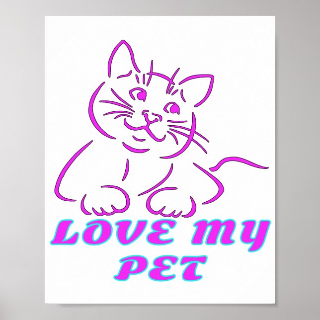 AFFICHE J'AIME MON PETIT CHAT ROSE (Devant)