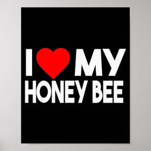 Affiche J'aime mon T-shirt abeille à miel, couple d'animau
