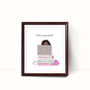 Affiche j'aime mon travail, illustration,