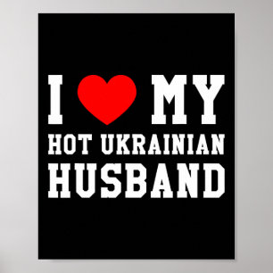 Affiche J'aime mon Ukrainien chaud mari Cœur Rouge 