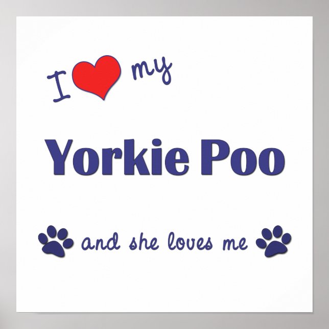 Affiche J'Aime Mon Yorkie Poo (Chien Femme) (Devant)