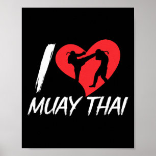 Affiche J'aime Muay Thai Passion Arts Martiaux Boxeur