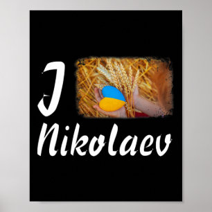 Affiche J'aime Nikolaev Ukraine Pouvoir Symbole du drapeau