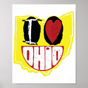 Affiche J'Aime Ohio Sourire Un Visage Heureux